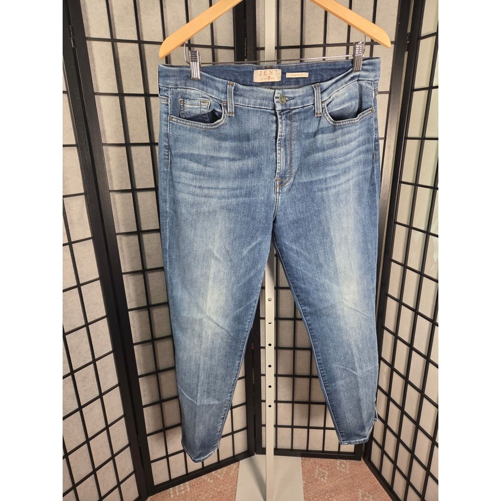 Jen7 by 7 For All Mankind Ankle Skinny Jeans Medium Wash Blue Denim Size 12